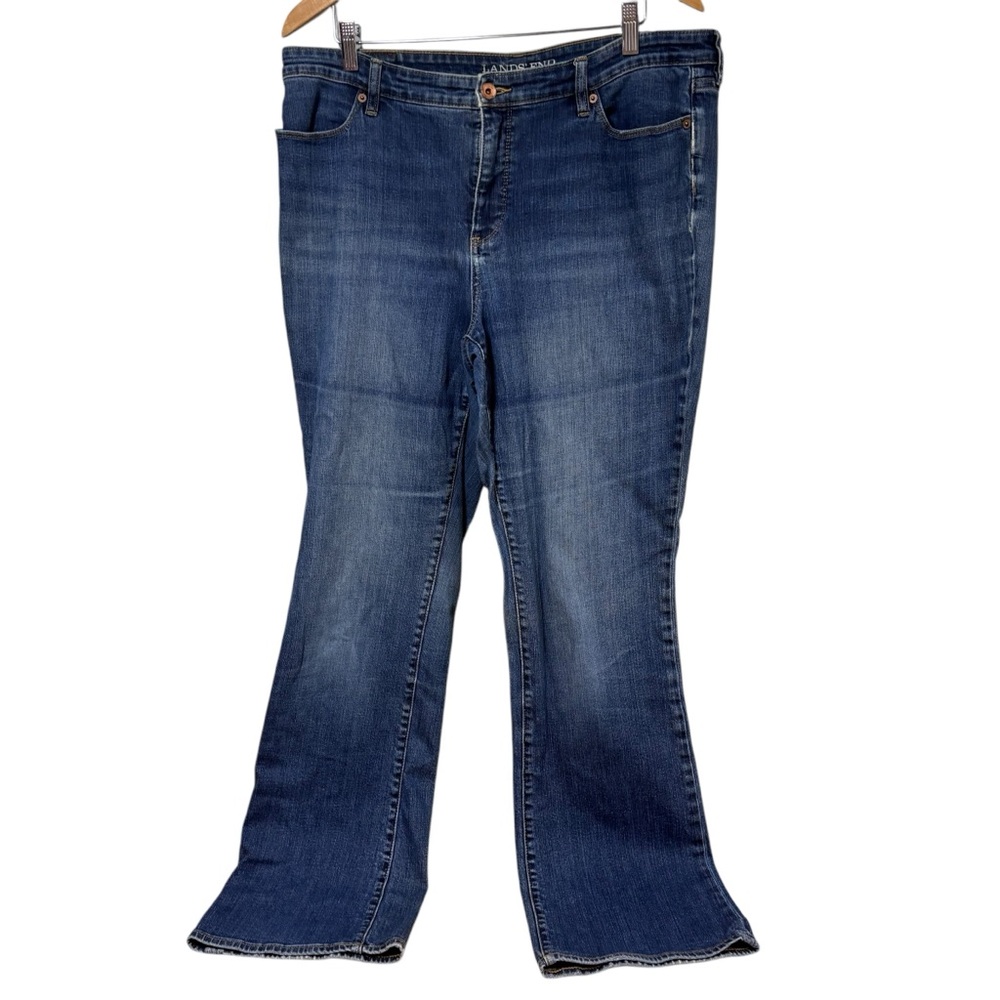 Lands End‎ Womens Mid Rise Bootcut Jeans  16TMedium Wash Denim Blue Pants #367
